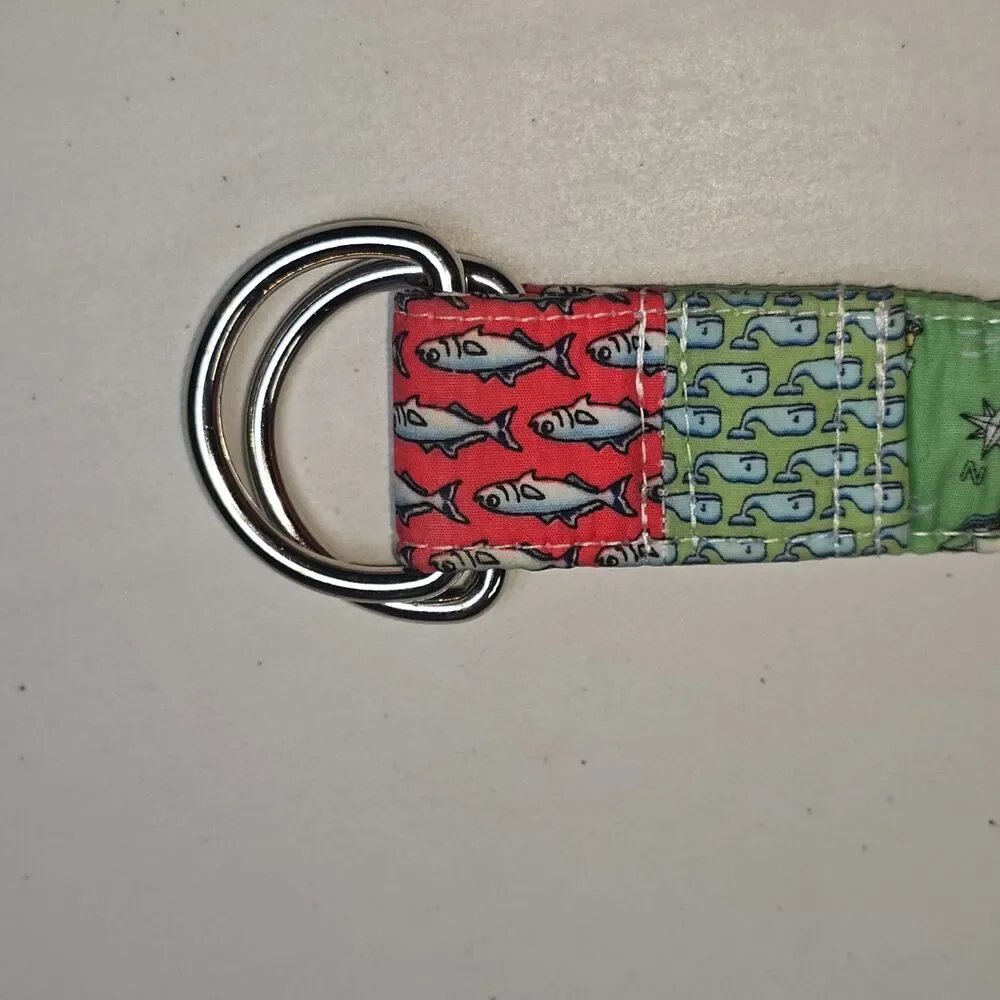 Vineyard Vines Fabric Patchwork D-Ring 100% Cotton Medium Belt